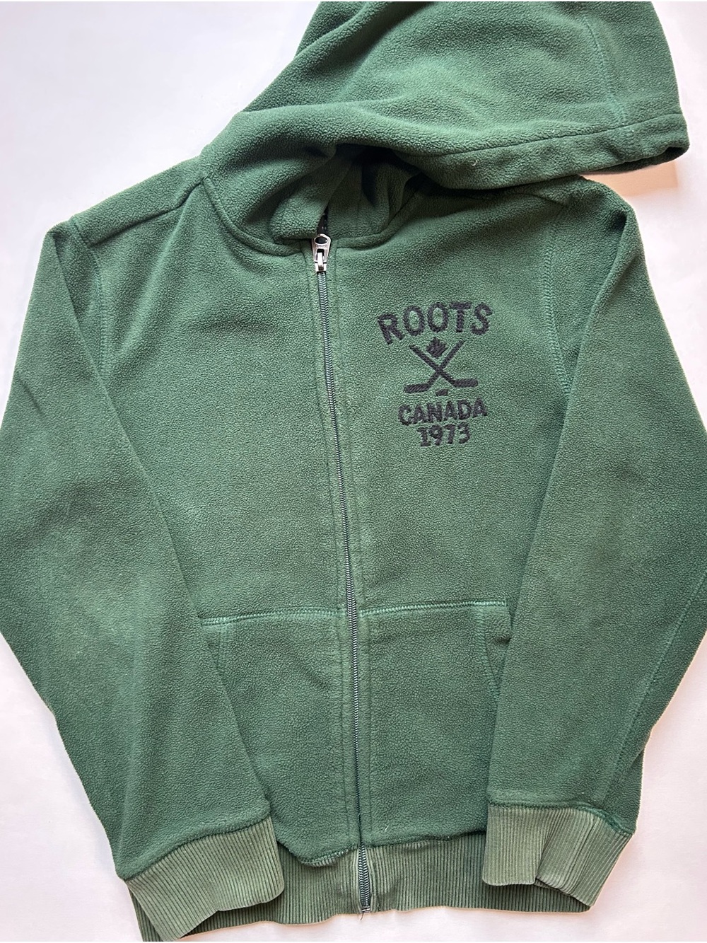 Roots Kids Forest Green Full-Zip Hooded Fleece